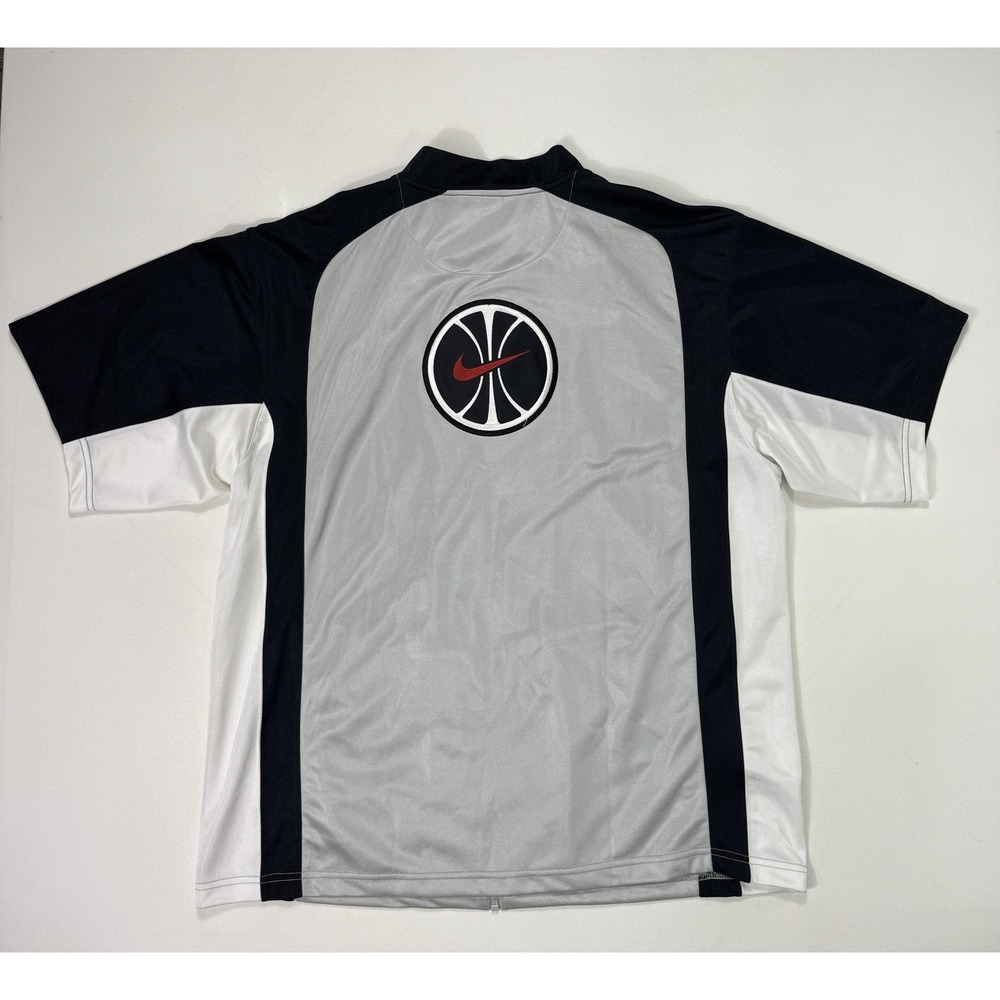 Nike Team Basketball Jacket Mens Large Full Zip Warm Up VTG Y2K Gray Short Slv